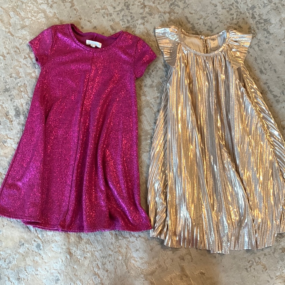 Lot of 2 toddler sparkly metallic dresses.